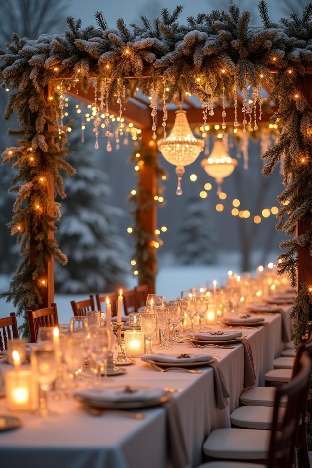 enchanting winter wedding lighting
