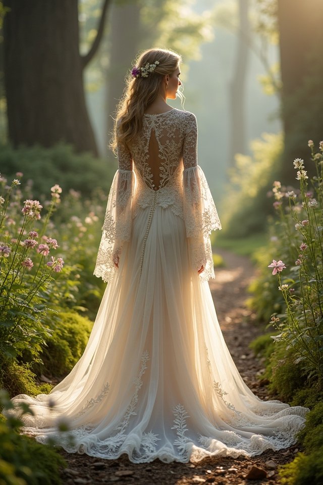 enchanting woodland lace gown