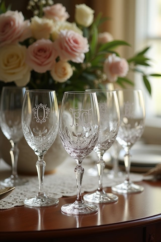 engraved crystal wine glasses