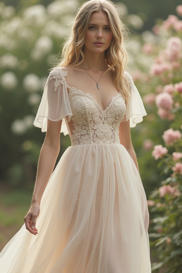 ethereal a line chiffon gown