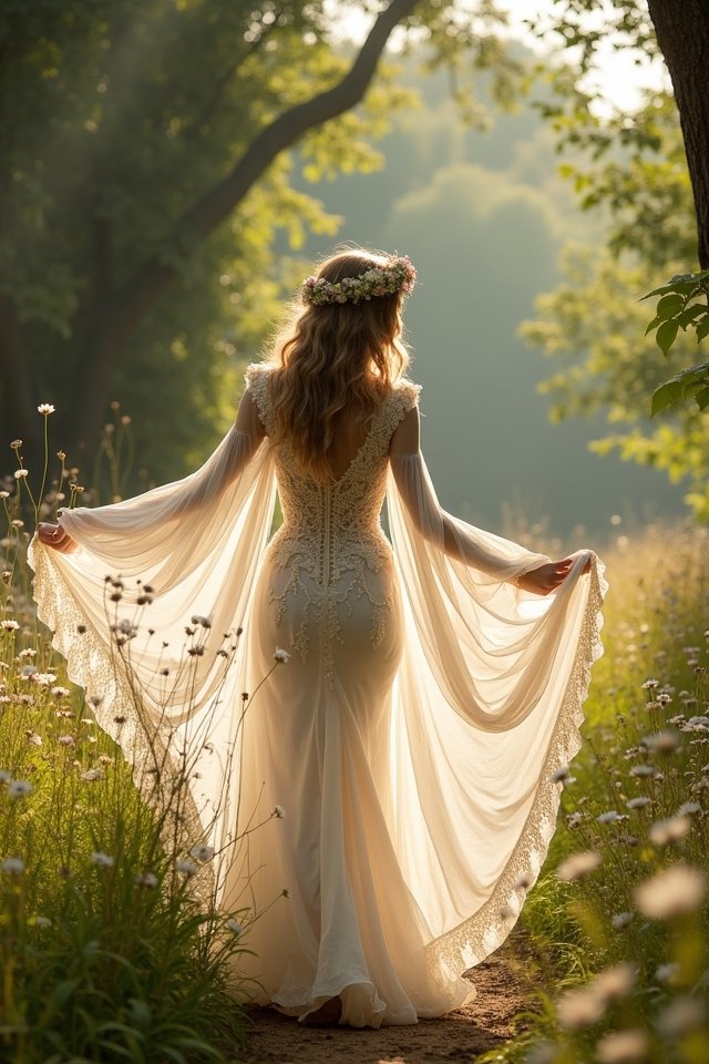 ethereal bohemian wedding gown