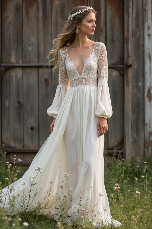 ethereal boho chic wedding gown