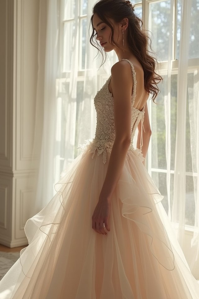 ethereal bridal gown layers