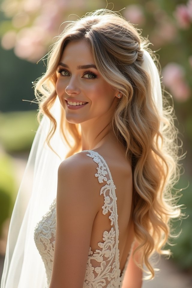 ethereal cascading curls veil