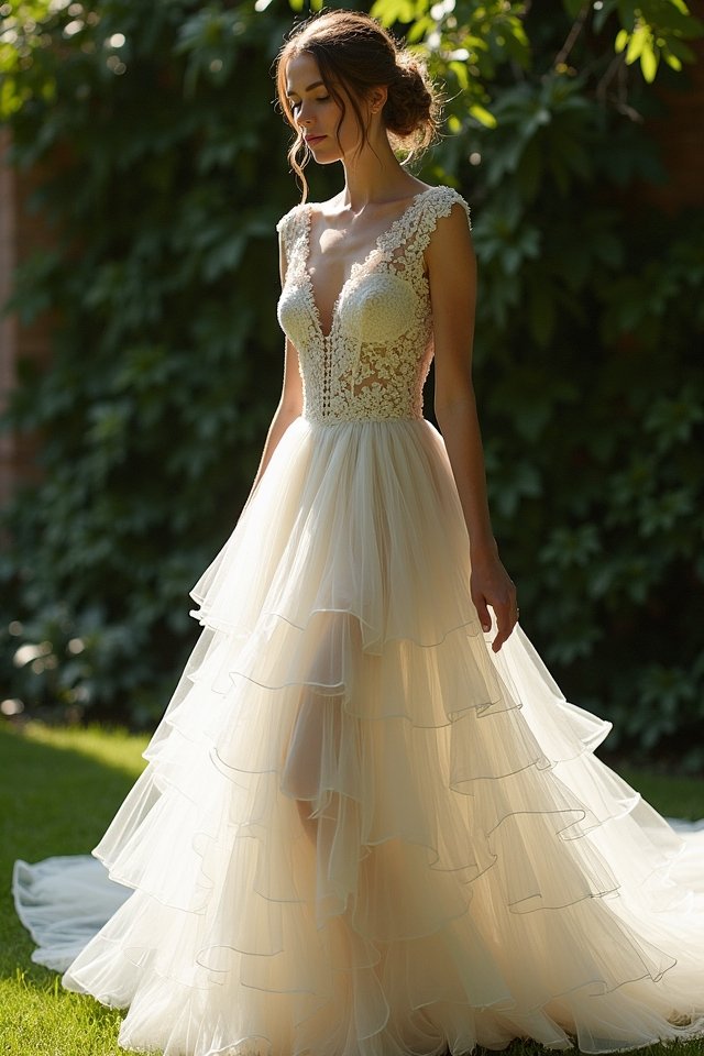 ethereal cascading ruffles gown