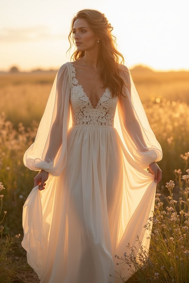 ethereal chiffon bridal elegance