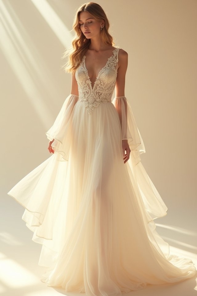 ethereal chiffon gown elegance
