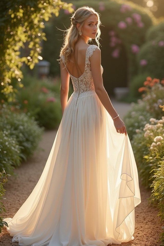 ethereal chiffon wedding dress