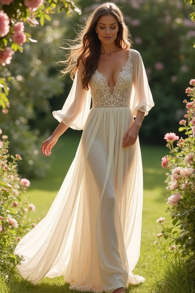 ethereal chiffon wedding dress