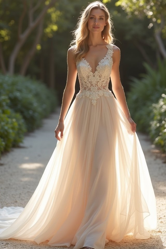 ethereal chiffon wedding gown