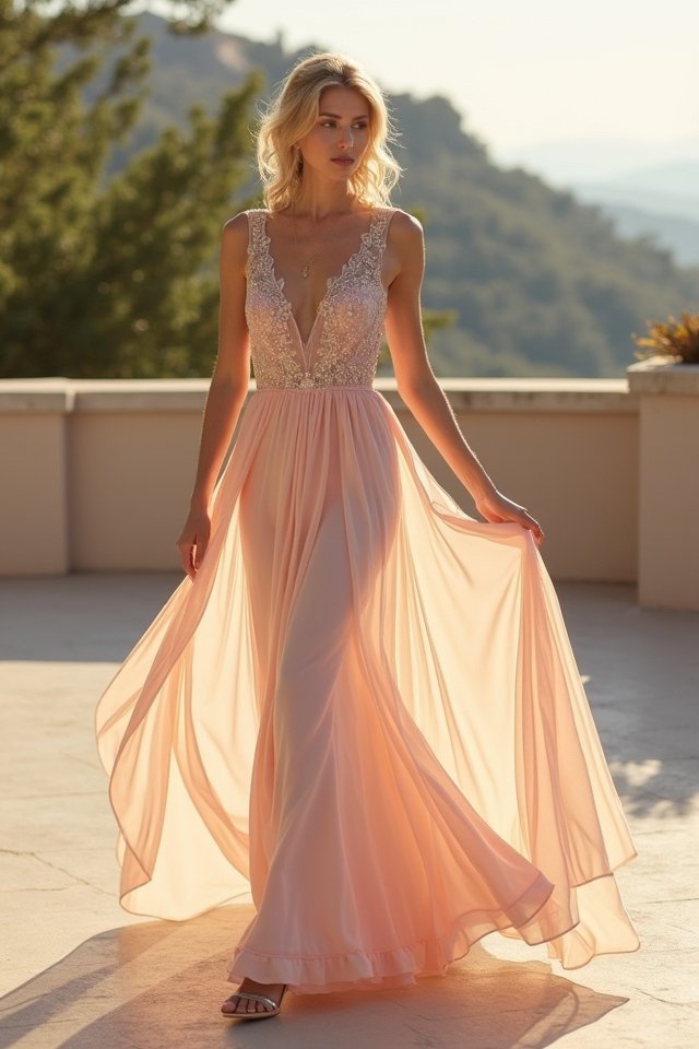 ethereal flowing chiffon elegance