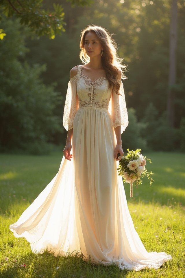 ethereal flowing chiffon gown