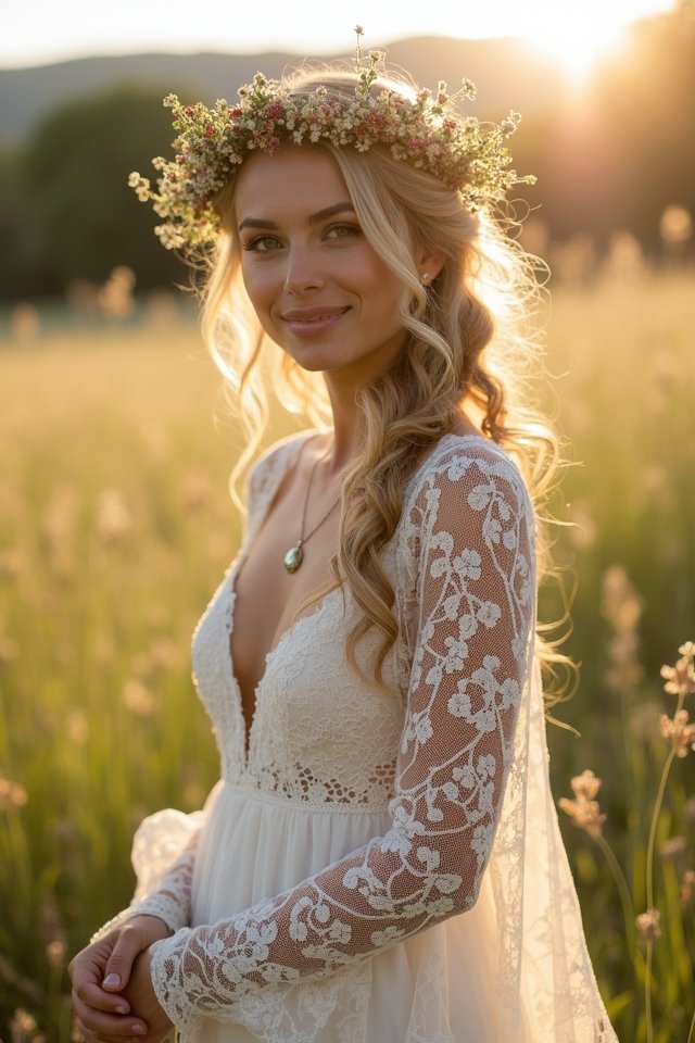 ethereal lace bohemian gown