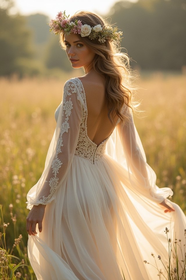 ethereal lace chiffon gown