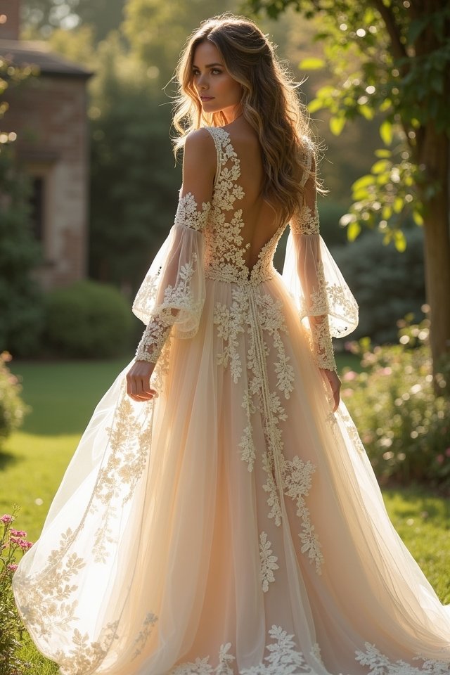 ethereal lace tulle gown