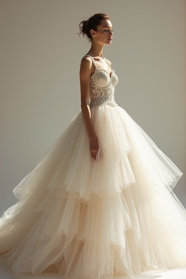ethereal layered tulle gown