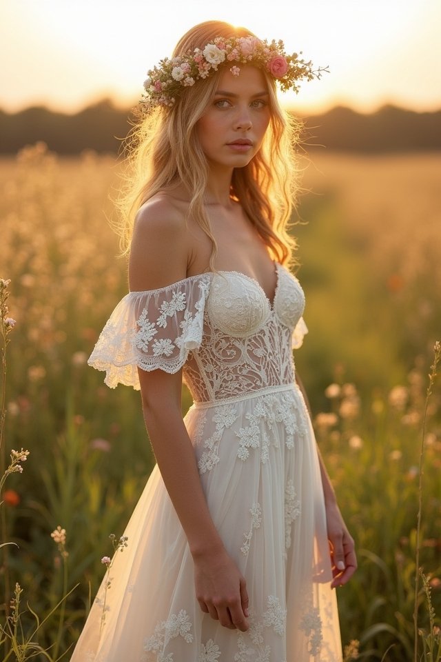 ethereal off shoulder bohemian dress