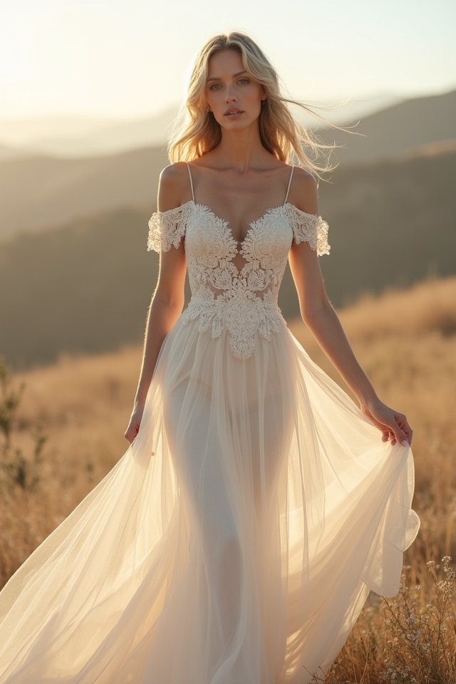 ethereal off the shoulder elegance