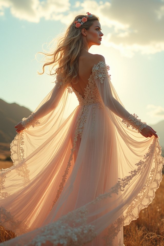 ethereal sheer gown elegance