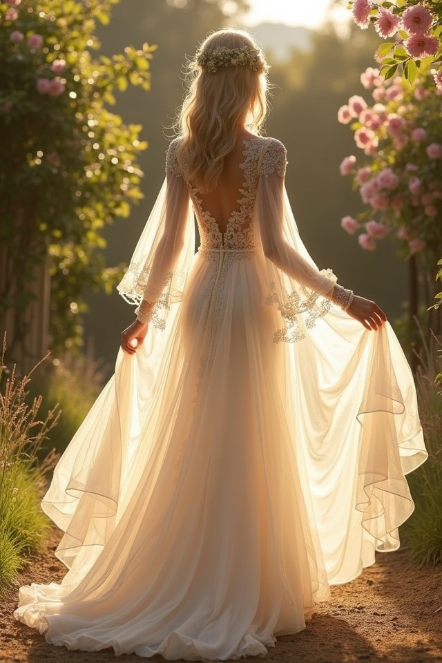 ethereal sheer sleeve elegance