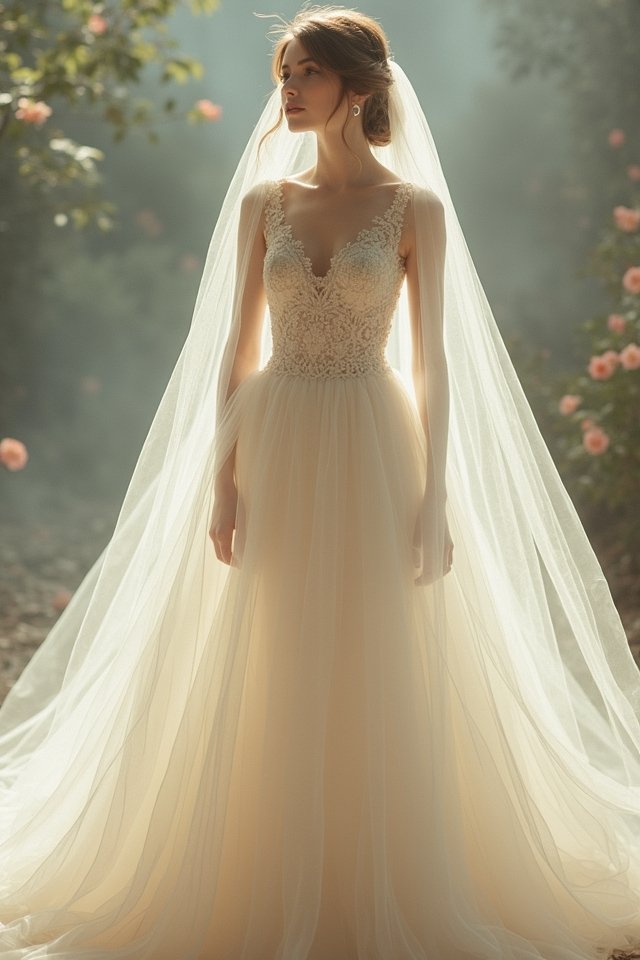 ethereal tulle wedding dress