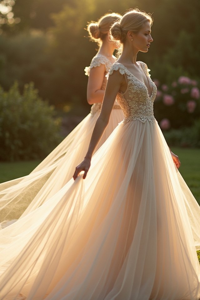 ethereal tulle wedding gown