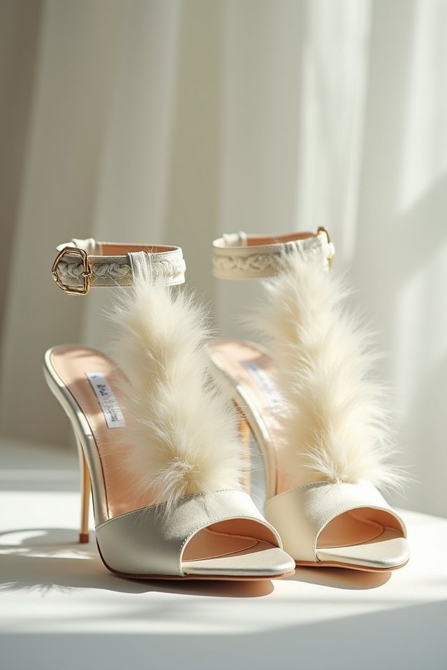 fabulous feathered bridal mules