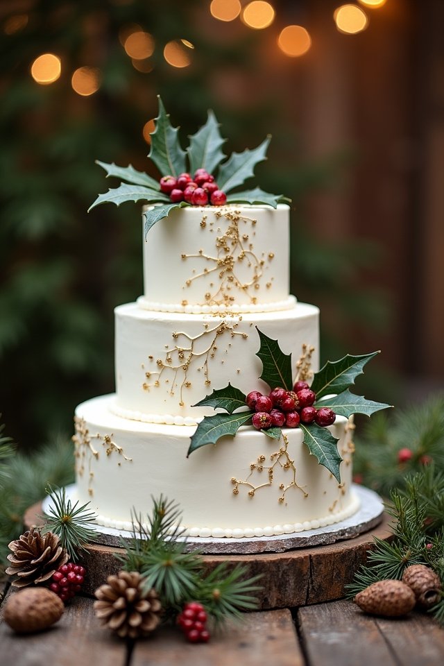 festive holly berry cake