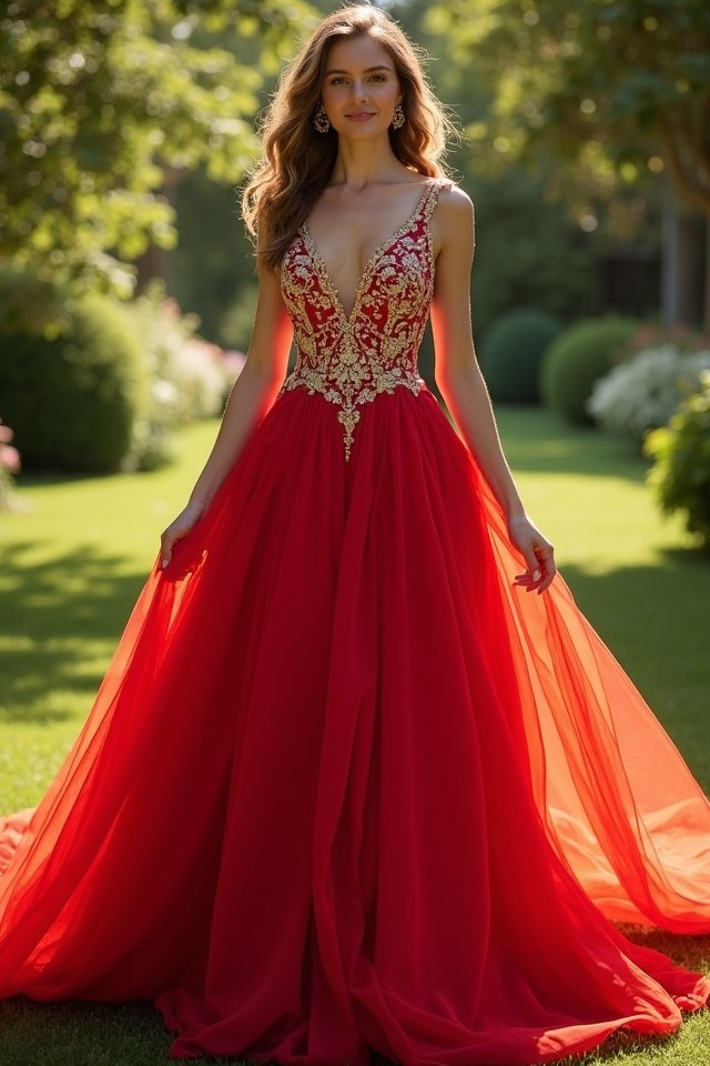 fiery red gown statement piece