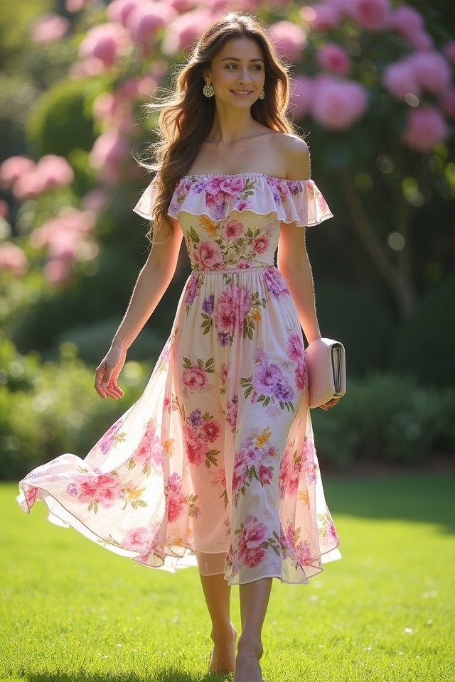 flirty floral midi dress