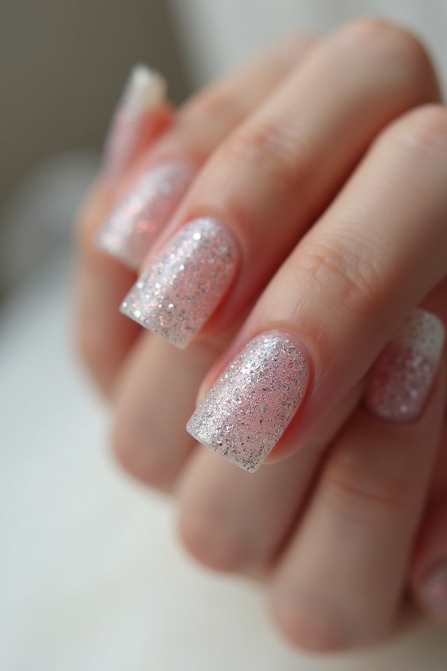 floating glitter wedding nails