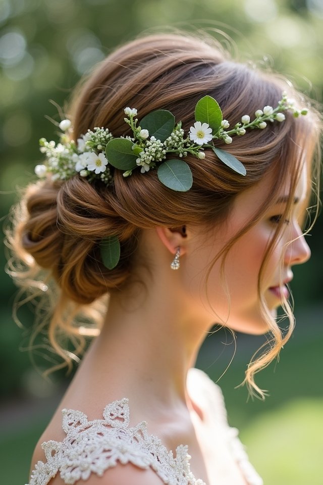 floral accent wedding hairstyle