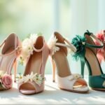 floral accent wedding heels