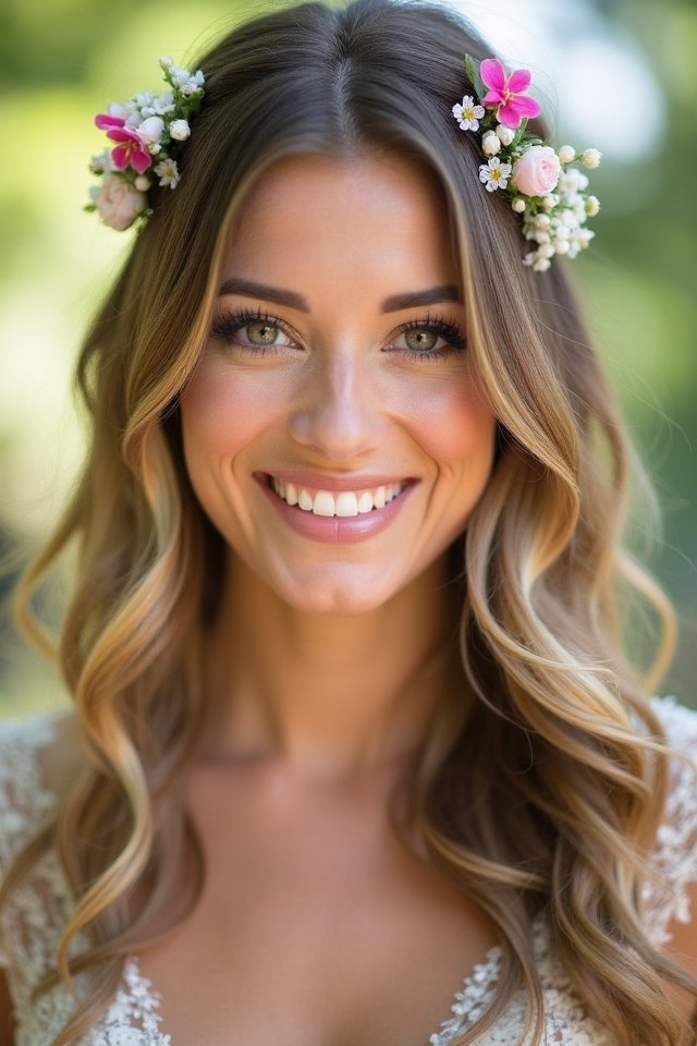 floral accented loose waves