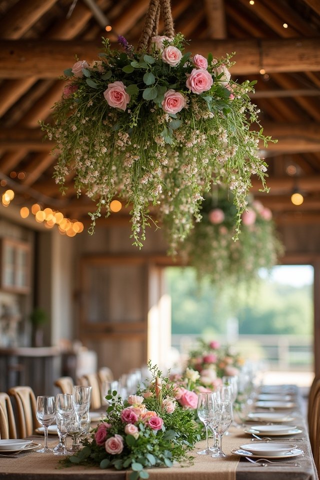 floral adorned wooden beams