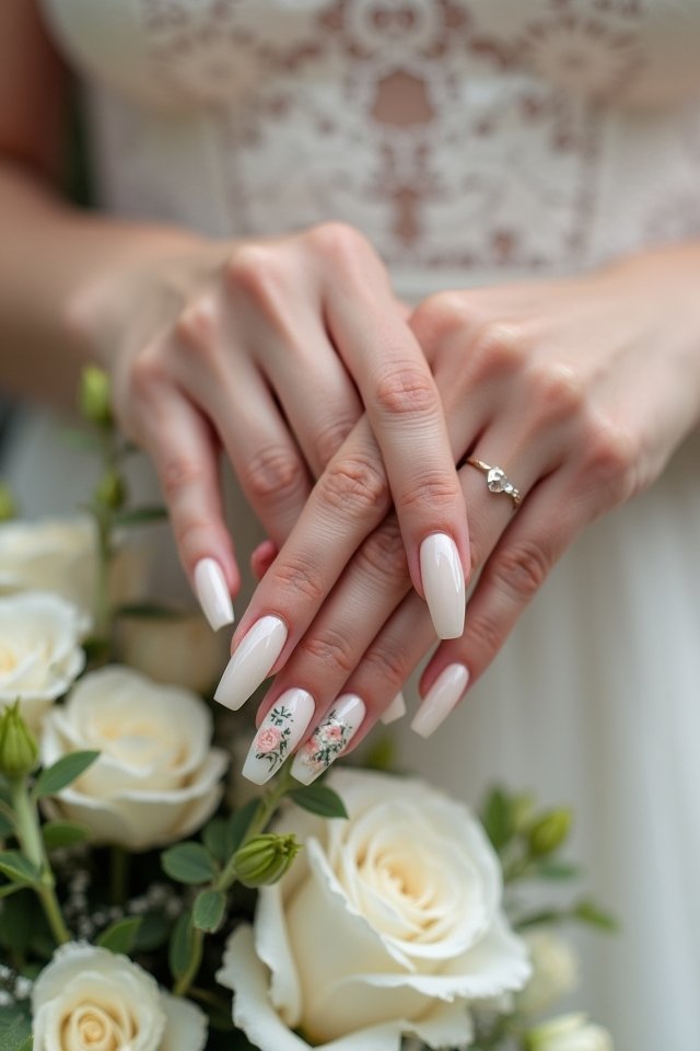 floral bridal nail designs