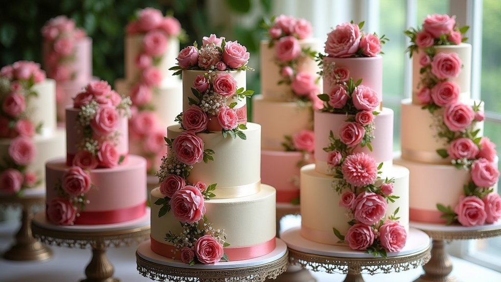 floral cascade wedding cakes