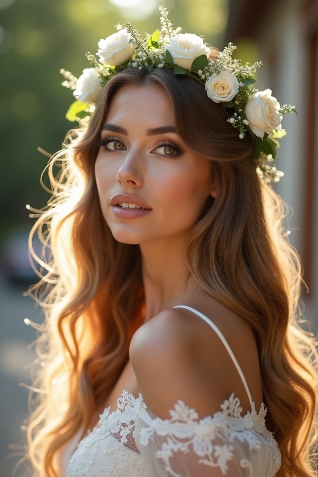 floral crown loose waves