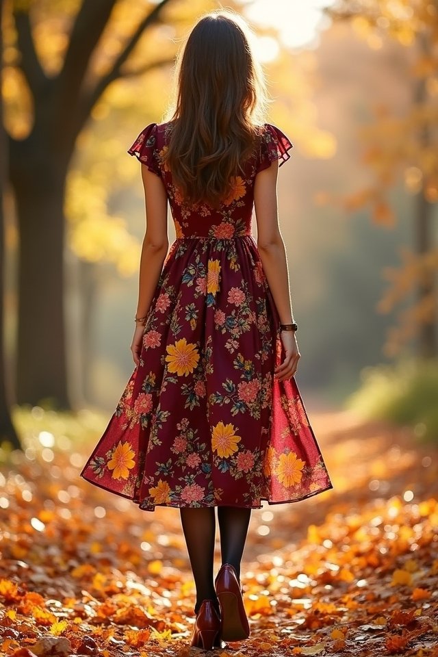 floral dress with tights