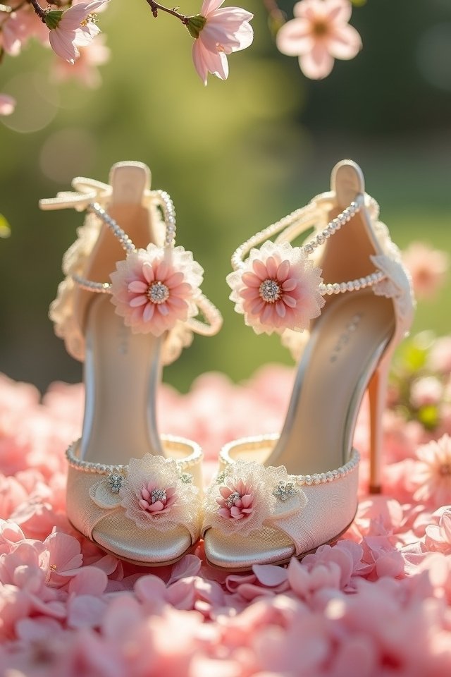 floral embellished bridal footwear