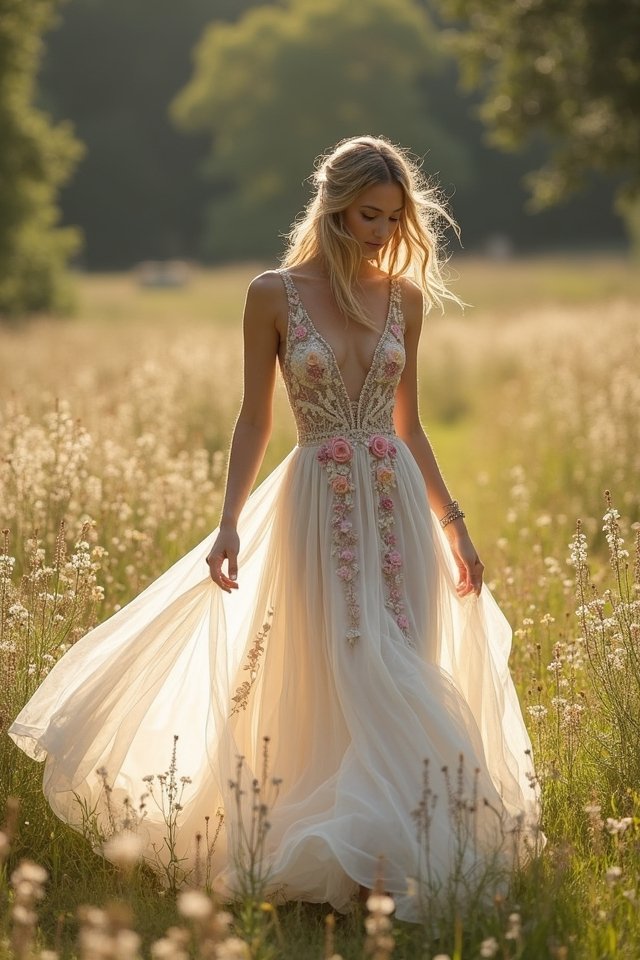 floral embroidered a line dress