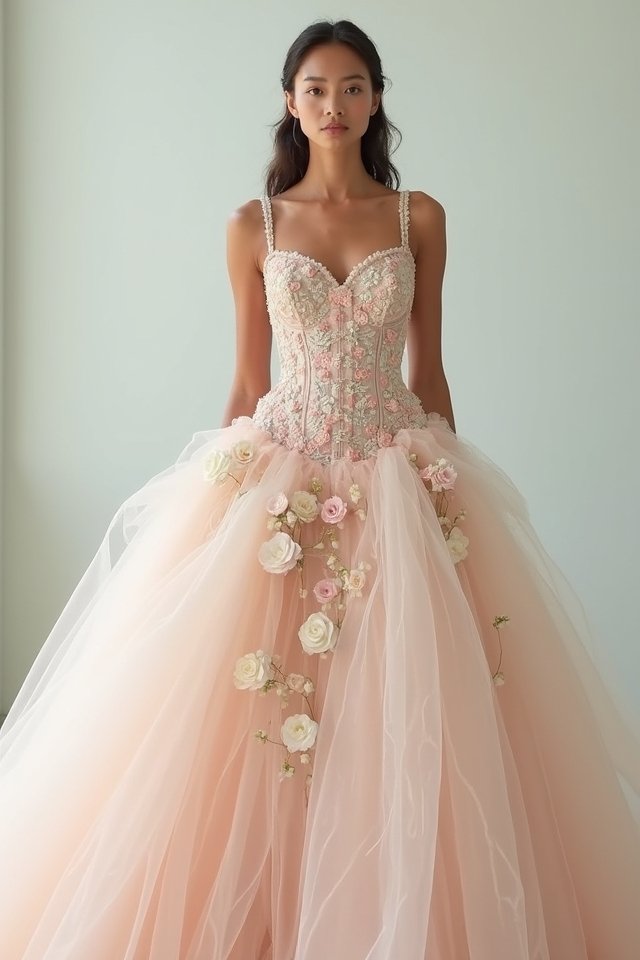 floral embroidered corset gown