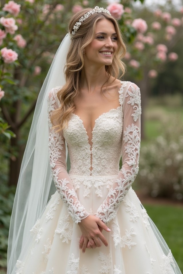 floral embroidered wedding gown