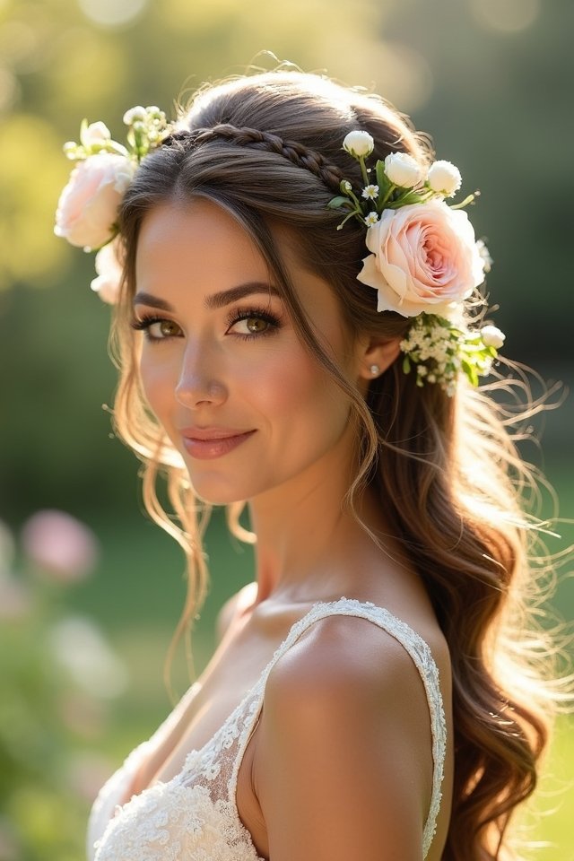 floral half up style