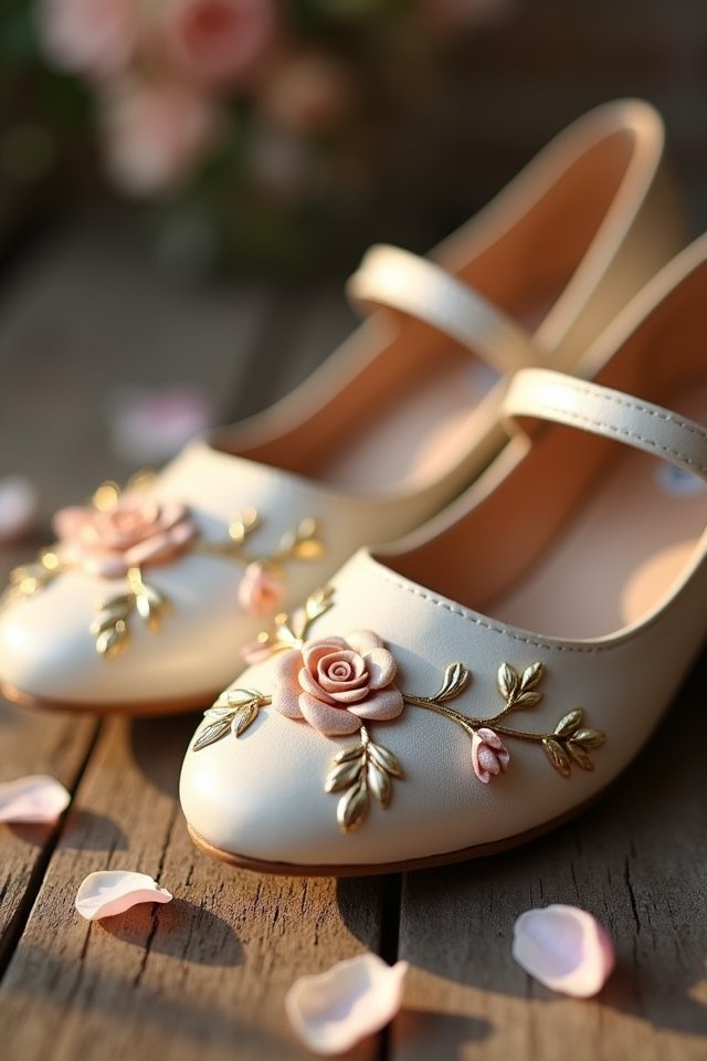 floral leather wedding flats