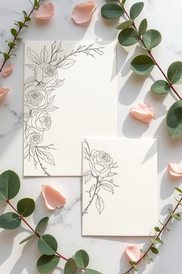 floral line art invitations
