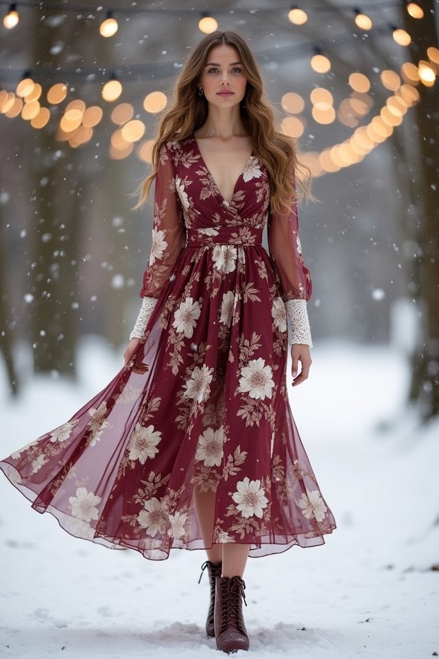 floral midi dress elegance