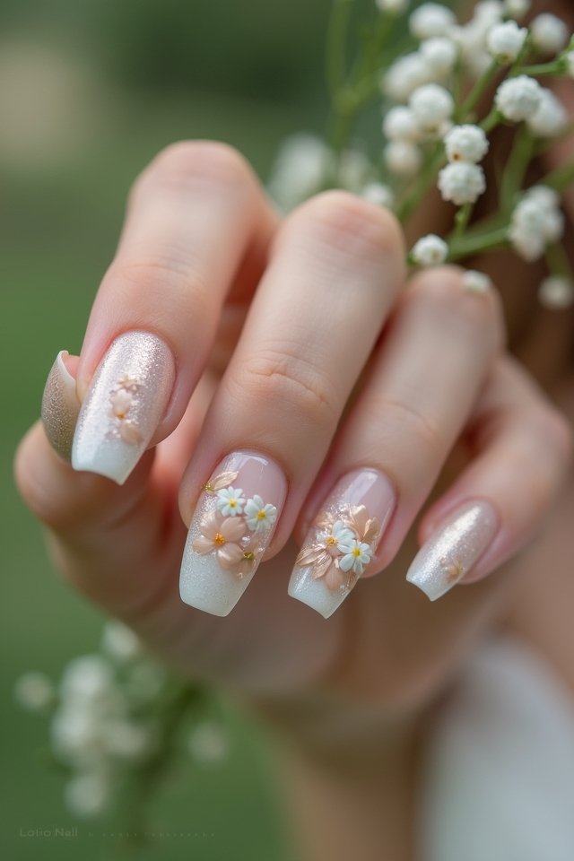 floral nails for engagement