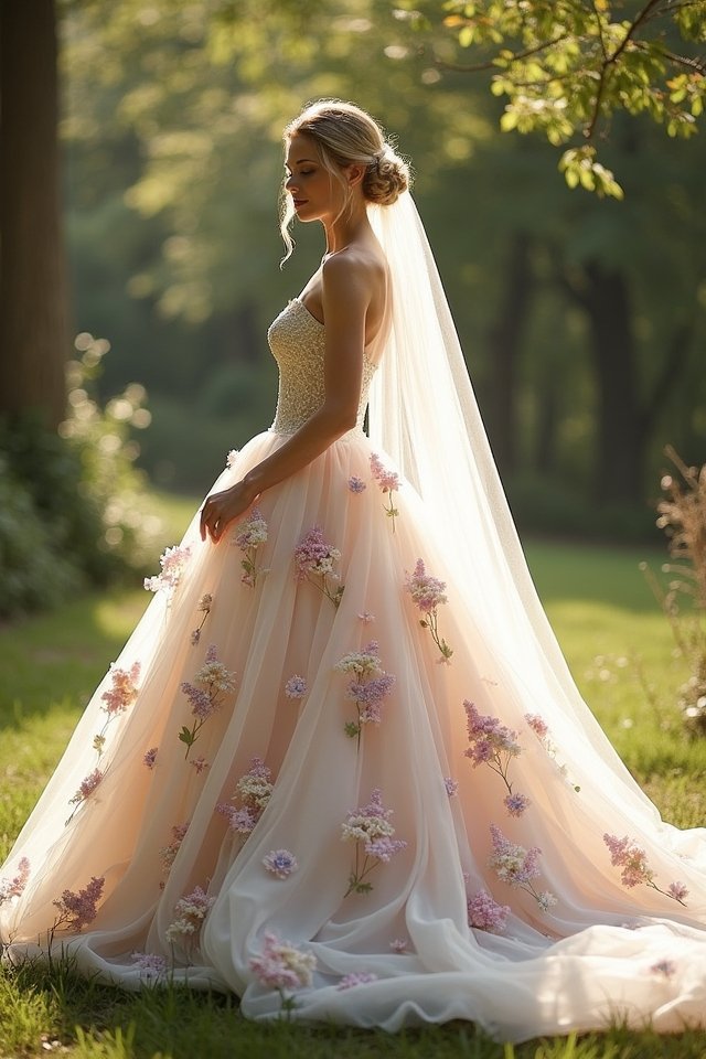 floral print wedding gown