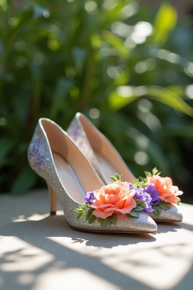 floral printed wedding heels